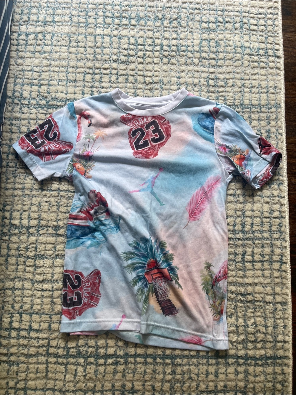 Jordan Kids' Short Sleeve Tee in Pink and Light Blue
